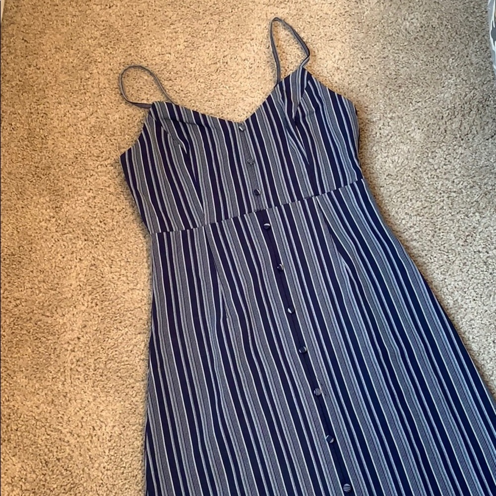 Above the knee mazy blue and stripped dress